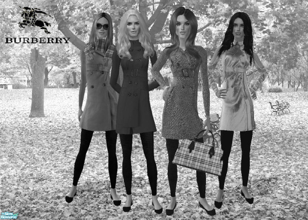 Sims 2 — Burberry 2008 Fall/Winter  by ancsie18 — Five kinds of trench clothes for every women.