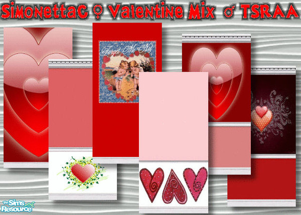 Sims 2 — Valentine Mix by SimonettaC — This is a mixture of different walls I have created to celebrate Valentines.