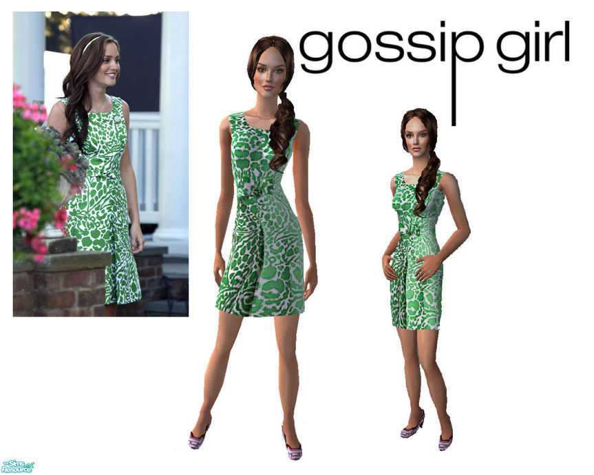 The Sims Resource | Tibi Green Floral Dress