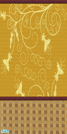 Sims 2 — linging room for TC 106 - Tams Wall For Tc 106 by tambriah — gold patterned top checkered bottom with burgundy