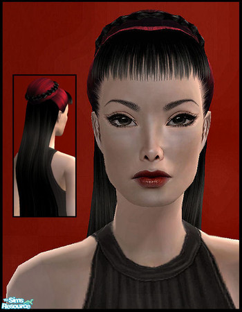 Sims 2 — ANGEL > BLACK & RED by KalmanKukka — Package include five recolours. Original mesh (MESH_RoseHair_0130)