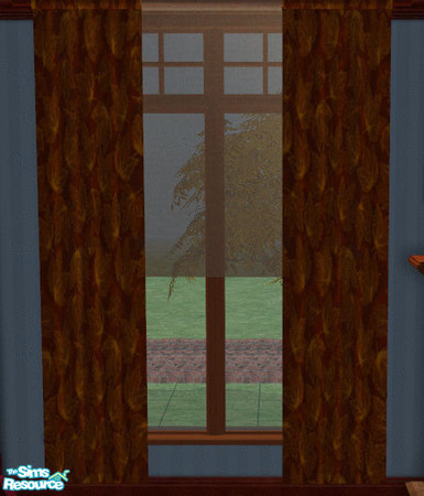 Sims 2 — Autumn Bedroom Drapes by lisa9999 — Double wide drapes with a sheer shade.