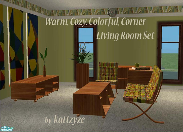 Sims 2 — Warm, Cozy, Colorful Corner by DiamondSim — Nothing fancy, just bright, loud, colors and warm-toned wood.