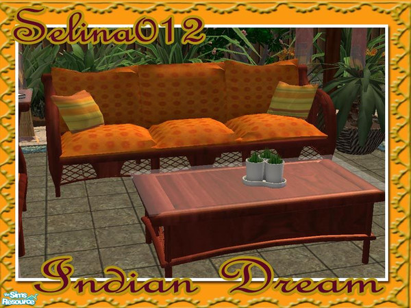 Sims 2 — Indian Dream Garden Pool Set - 3 tiled sofa by selina012 — Recolours of Taroo\'s Garten 3 tiled sofa. Make sure