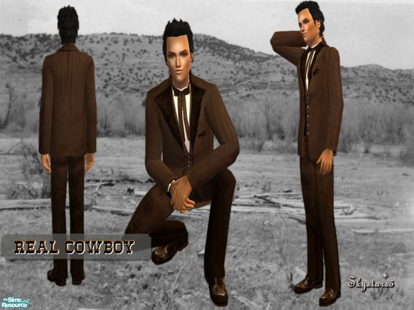 Sims 2 — Real Cowboys - Brown by skystars5 — A smooth looking cowboy suit. This is the way the men dressed in the
