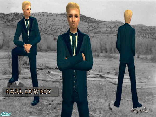 Sims 2 — Real Cowboys - Blue by skystars5 — Another blue suit, but from the 1800\'s when men dressed with the cowboy