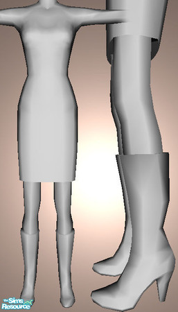 Sims 2 — Floral dresses with corset and boots - Mesh B-bettina Kneeskirtwithlongboots by b-bettina — Features long boots