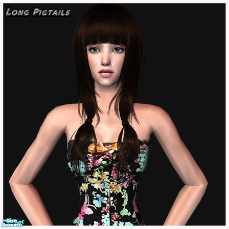 Sims 2 — Long Pigtails - Black by ~Bec~ — Long Pigtails Hair is binned Ages Teen-YA