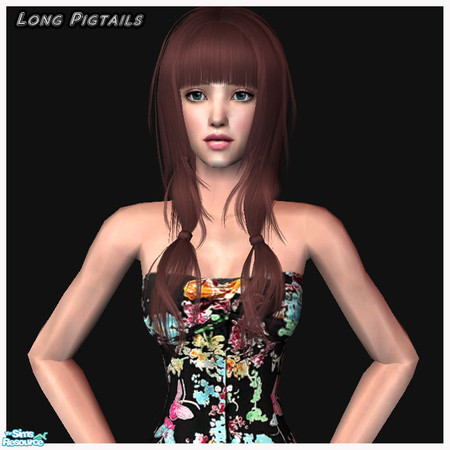 Sims 2 — Long Pigtails - Brown by ~Bec~ — Long Pigtails Hair is binned Ages Teen-YA