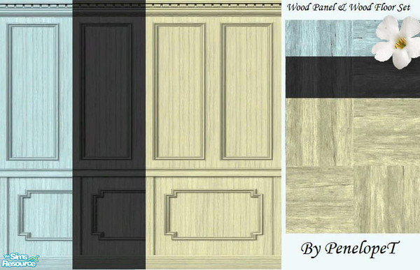 Sims 2 — Ash Wood Panel Wall & Wood Floor Set by PenelopeT — Base game compatible wood wall panel and floor set.