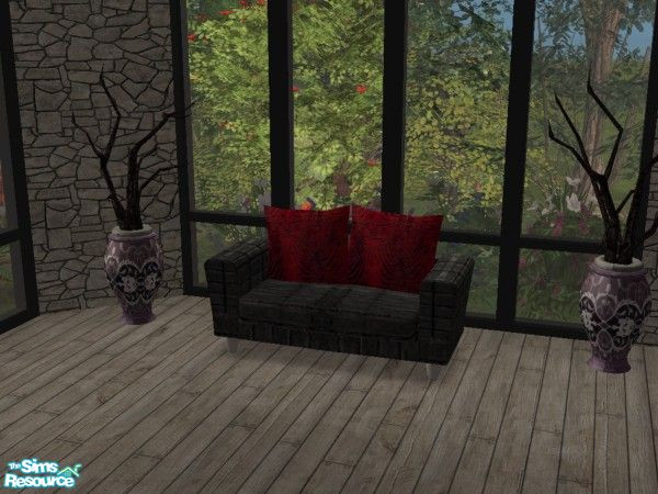 Sims 2 — MFG Arizona Sofa Set - Wild Leather - Loveseat by mightyfaithgirl — Old worn black leather with red and black