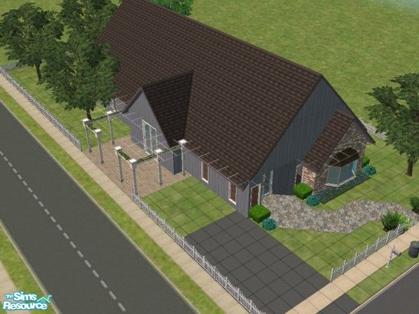 Sims 2 — Sugar Hills by KatieKing — 3 br, 1 ba, kitchen, dining, living room, space for parking, and a patio. just a