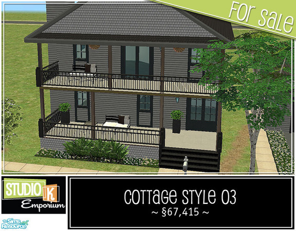 Sims 2 — Studio K Cottage Style 03 by StudioKhagerks — Main level features: bathroom, functional kitchen, fireplace and