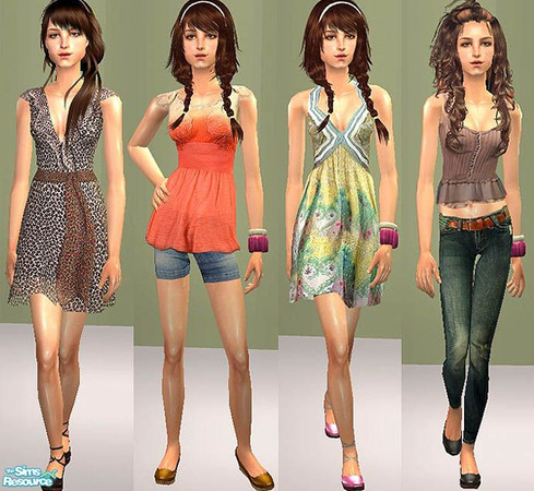 Sims 2 — Openhouse TF BabyDolls by openhousejack — four different style outfits for the Teen Sims girls and a new alpha