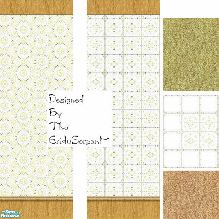 Sims 2 — Kitchen/Diner Wall & Floor Set 2 by eriduserpent — A tiled wall for the kitchen and a papered wall for the
