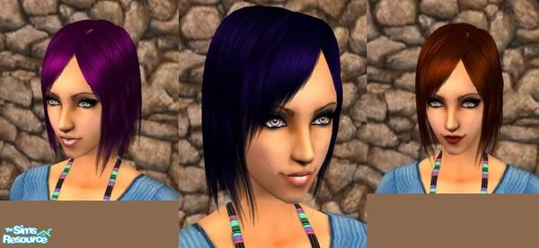 Sims 2 — Choppy Bob Hair Set by PenelopeT — A vibrantly coloured choppy bob hair set. Enjoy!