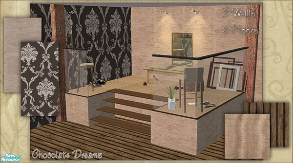 Sims 2 — Chocolate Dreams by ~Monica~ — Two neutral themed walls with complementary colored floors. Enjoy ;)