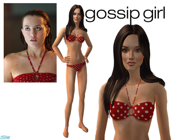 Sims 2 — Blair Waldorf\'s dotted swimsuit by ancsie18 — Red dotted swimsuit as seen on Blair Waldorf (Leighton Meester)
