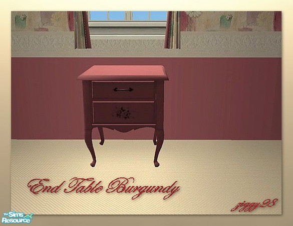 Sims 2 — Cottage Charm End Table - Burgundy by ziggy28 — A re-colour of the Maxis seasons end table to co-ordinate with