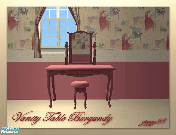 Sims 2 — Cottage Charm Vanity Table - Burgundy by ziggy28 — A re-colour of the Maxis seasons vanity table to co-ordinate