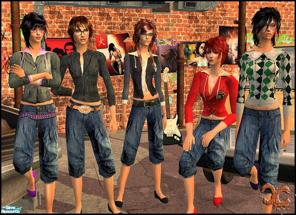 Sims 2 — Funky by cippa1982 — 5 outfits for female adult sims. Don\'t forget to download the required mesh (AFBody001) by