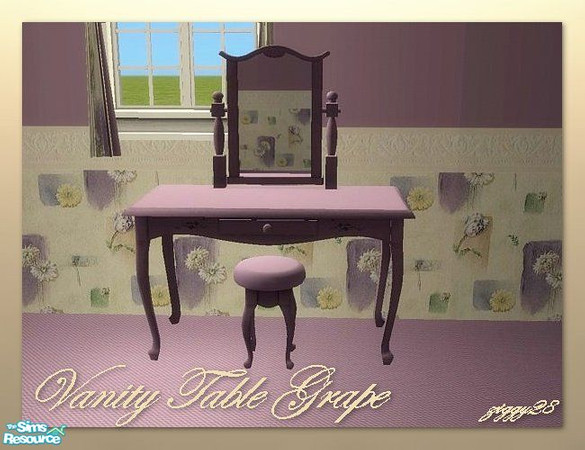 Sims 2 — Cottage Charm Vanity Table - Grape by ziggy28 — A re-colour of the Maxis seasons vanity table to co-ordinate