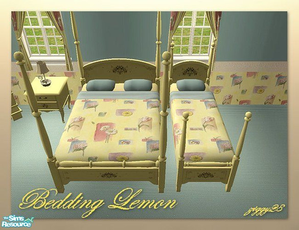 Sims 2 — Cottage Charm Bedding - Lemon by ziggy28 — Cottage Charm Bedding - Lemon, to co-ordinate with my \'Cottage Charm