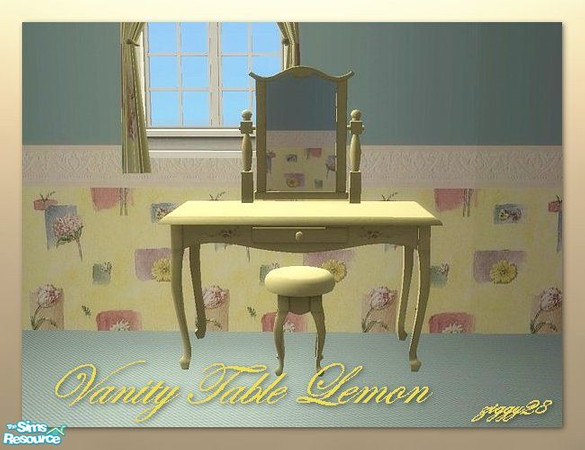 Sims 2 — Cottage Charm Vanity Table - Lemon by ziggy28 — A re-colour of the Maxis seasons vanity table to co-ordinate