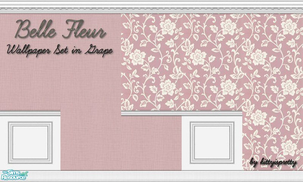 Sims 2 — Belle Fleur Wallpaper Set - Grape by kittyispretty69 — A set of five traditional styled walls in a lovely light