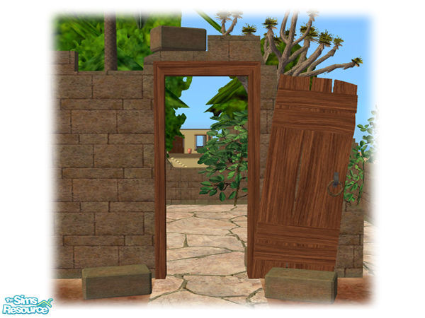 Sims 2 — Civ Ruins - Ruins Wall Door - 02 by Shakeshaft — Part of a set of recolours of the Civilizations Ruins Set,