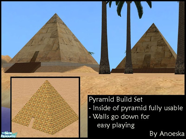 Sims 2 — Pyramid Build Set - Recolor Small Stone by AnoeskaB — Small stone pyramid recolor. This file recolors all types