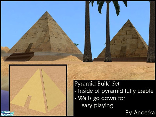 Sims 2 — Pyramid Build Set - Wall with door 15x15 by AnoeskaB — Pyramid wall, part of the pyramid build set.