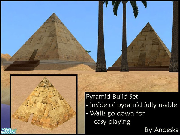 Sims 2 — Pyramid Build Set - Recolor Large Stone by AnoeskaB — Large stone pyramid recolor. This file recolors all types