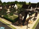 Sims 2 — Verona Village by monmel — This lot has 4 smal houses for rent, each with a garden. The community has a school,