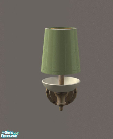Sims 2 — Colrful Bathroom Green Wall Lamp by lisa9999 — Antique brass lamp with two toned green shade.