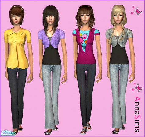 Sims 2 — 4 Teen Casual Outfits by Anna by annasims2 — Need mesh T009, T018 and T020 from LianaSims2!