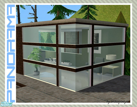 Sims 2 — Panorama Corner 3 Row Single Left Window by wideopeneyes — These can be used to make your windows fit into
