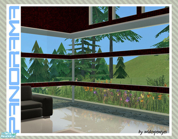 Sims 2 — Panorama Corner 3 Row Seamless Left Window by wideopeneyes — These can be used to make your windows fit into