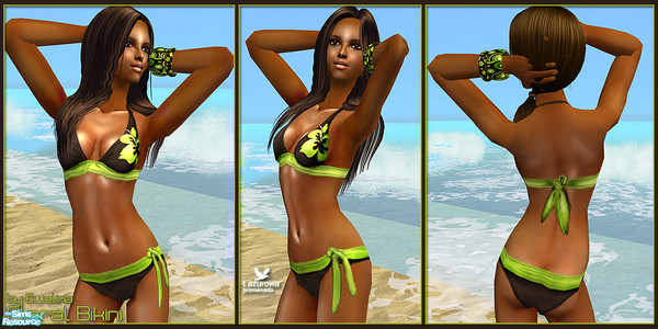 Sims 2 — Green Floral Bikini by Ewelina_ — Green Floral Bikini for female 