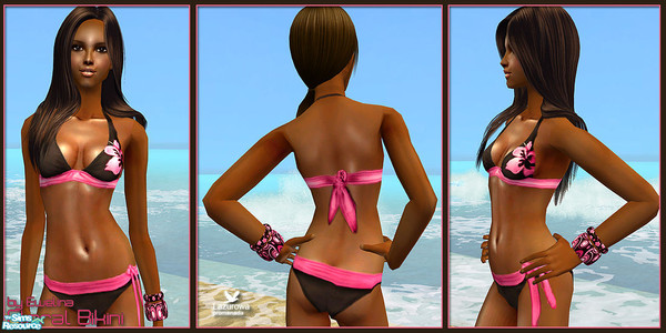 Sims 2 — Pink Floral Bikini by Ewelina_ — Pink Floral Bikini for female