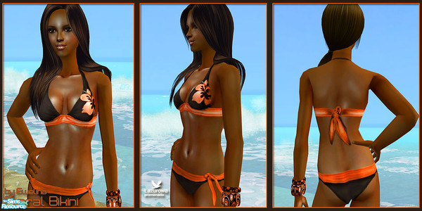 Sims 2 — Orange Floral Bikini by Ewelina_ — Orange Floral Bikini for female