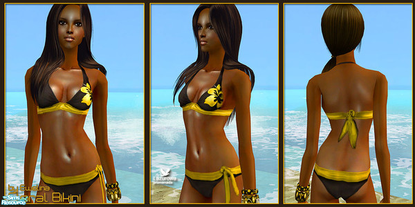 Sims 2 — Yellow Floral Bikini by Ewelina_ — Yellow Floral Bikini for female 