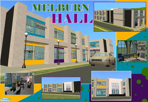 Sims 2 — Melburn Hall by laivine_erunyauve — Melburn Hall is a bright, modern dormitory featuring 16 fully-furnished