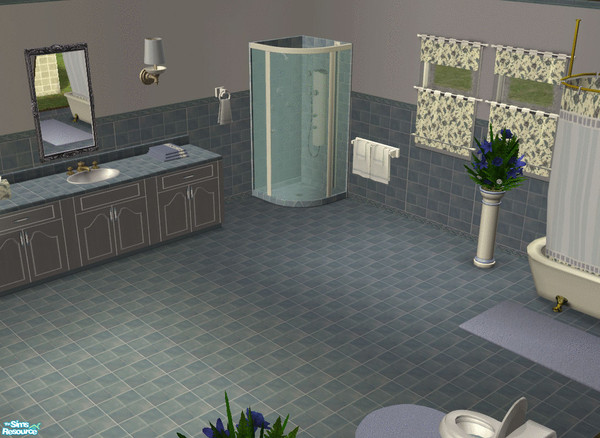 Sims 2 — Colorful Bathroom in Blue by lisa9999 — A blue tiled bathroom and accessories.