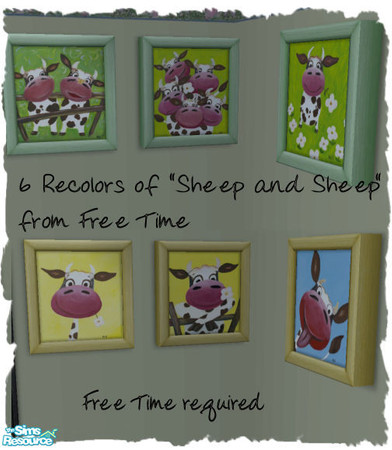 Sims 2 — Cute Cows by JenniferNine — 6 recolors of the Sheep and Sheep from Free Time, lovely and happy cows.
