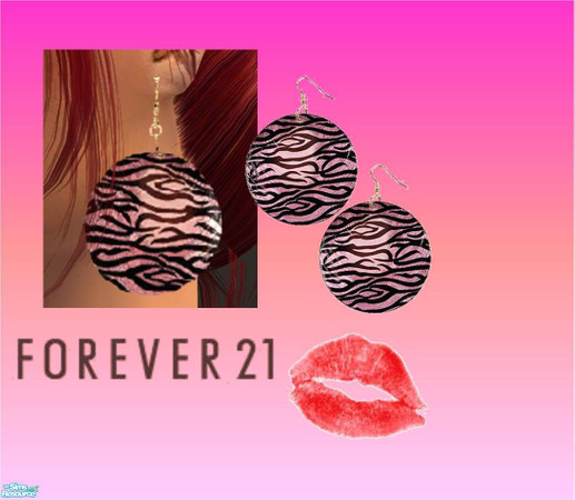 Sims 2 — Forever21 Set - Pink Zebra by lassekatten — Pink Zebra Earrings from Forever21. Mesh from Liana is required.