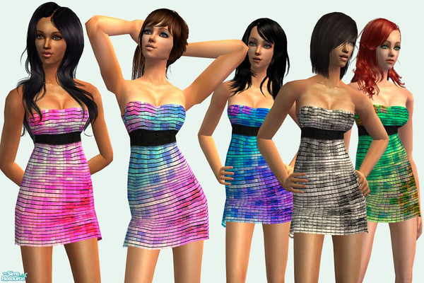 Sims 2 — Neon Club Dress Set-5 Colors by ICeySIms — A elegant geometrical neon inspired dress. I hand painted the texture