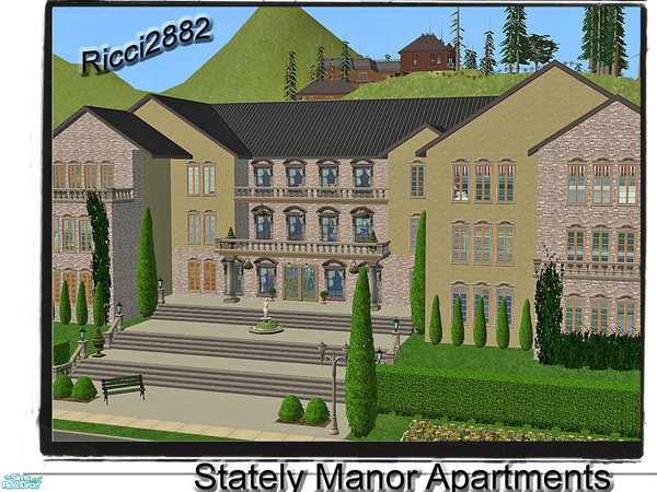 Sims 2 — Stately Manor Apartments by TheNumbersWoman — A high end country establishment this apartment complex has 5