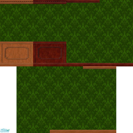 Sims 2 — Green Damask Wallpapers by Anarial — A collection of rich green Damask wallpapers. Do not match well on
