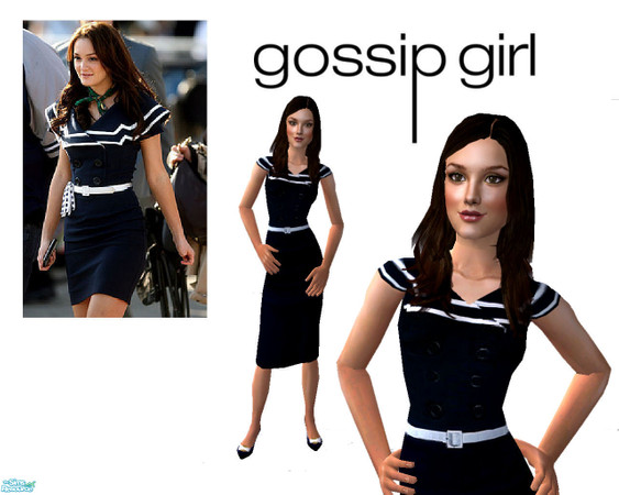 Sims 2 — Bettie Page Captain Blue Dress for teens by ancsie18 — Bettie Page Captain Blue Dress TEEN VERSION